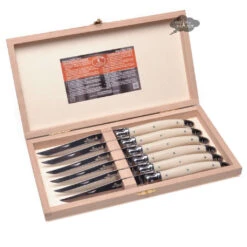 Laguiole Jean Dubost DeLuxe Table Knives Set Of 6 - Faux Ivory Handles
