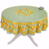 70" Round Lemons Green Tablecloth By Tissus Toselli