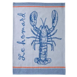 Gone Fishing (A La Pêche) French Jacquard Dish Towel Big Design By Coucke