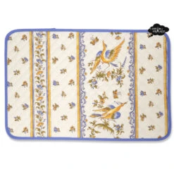 Moustiers Blue & Cream Acrylic-Coated Cotton Quilted Placemats By Tissus Toselli