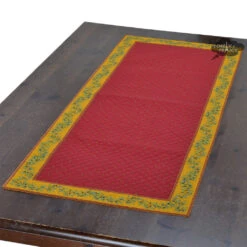 Calisson Red French Cotton Quilted Table Runner By Tissus Toselli