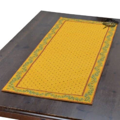 Calisson Yellow & Red Quilted Table Runner By Tissus Toselli