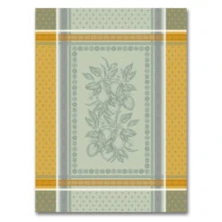 Cedrat Green & Yellow French Cotton Jacquard Dish Towel By Tissus Toselli