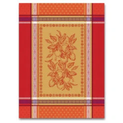 Cedrat Red & Yellow French Cotton Jacquard Dish Towel By Tissus Toselli