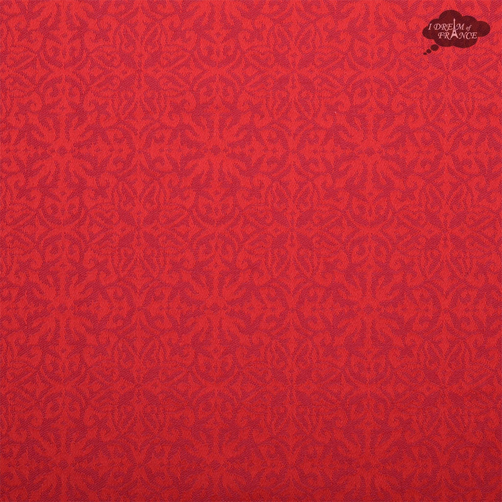 62x78" Rectangular Cedrat Red & Yellow French Jacquard Cotton Tablecloth By Tissus Toselli 5 62x78" Rectangular Cedrat Red & Yellow French Jacquard Cotton Tablecloth By Tissus Toselli - Image 3