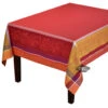 62" Square Cedrat Red & Yellow French Jacquard Tablecloth By Tissus Toselli -Kitchen Textiles cedrat red yellow french jacquard cotton teflon tablecloth tissus toselli sqw