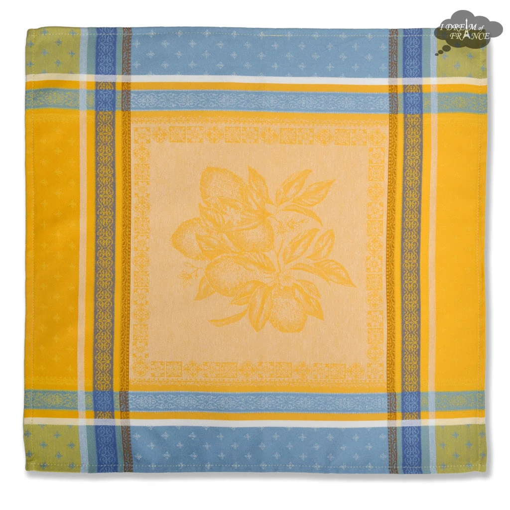 Cedrat Yellow & Blue French Cotton Jacquard Napkin By Tissus Toselli 4 Cedrat Yellow & Blue French Cotton Jacquard Napkin By Tissus Toselli - Image 2