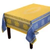 62" Square Citrus Yellow & Blue French Jacquard Tablecloth By L'Ensoleillade -Kitchen Textiles citrus blue yellow jacquard french provence tablecloth l ensoleillade sqw
