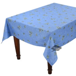 60x138" Rectangular Clos Des Oliviers Blue All-Over Acrylic-Coated Cotton Tablecloth By L'Ensoleillade