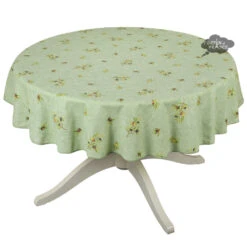 58" Round Clos Des Oliviers Green All-Over Tablecloth By L'ensoleillade