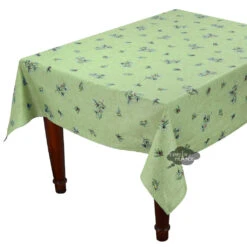 59" Square Clos Des Oliviers Green All-Over Acrylic-Coated Cotton Tablecloth By L'Ensoleillade
