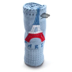 Eiffel Tower Blue Waffle-Weave Kitchen Towel By Coton Blanc