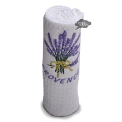 Provence Lavender Bouquet White Waffle-Weave Kitchen Towel By Coton Blanc