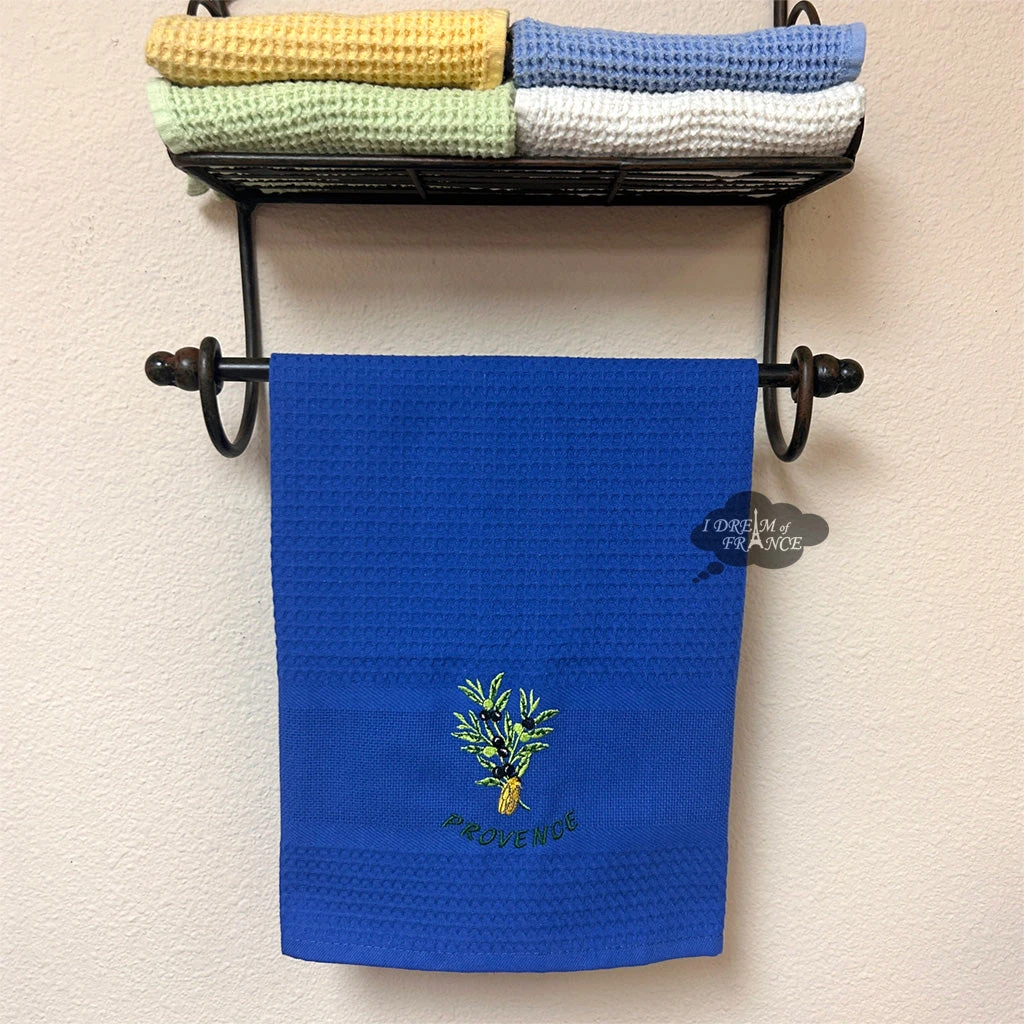 Provence Olives & Cicada Blue Waffle-Weave Kitchen Towel By Coton Blanc 4 Provence Olives & Cicada Blue Waffle-Weave Kitchen Towel By Coton Blanc - Image 2