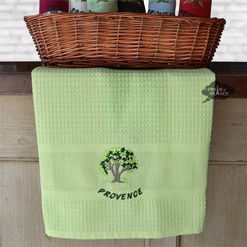 Provence Olive Tree Pistachio Waffle-Weave Kitchen Towel By Coton Blanc 4 Provence Olive Tree Pistachio Waffle-Weave Kitchen Towel By Coton Blanc - Image 2