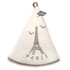 Round Terry Hand Towel Eiffel Tower Cream By Coton Blanc