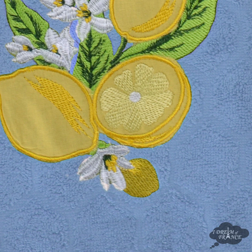 Round Terry Cotton Hand Towel Lemon Blue By Coton Blanc 4 Round Terry Cotton Hand Towel Lemon Blue By Coton Blanc - Image 2