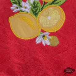 Round Terry Hand Towel Lemon Red By Coton Blanc -Kitchen Textiles coton blanc round terry towel cotton french lemon red asqw
