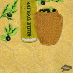 Round Terry Hand Towel Olive Oil Yellow By Coton Blanc -Kitchen Textiles coton blanc round terry towel cotton french olive oil yellow asqw