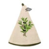 Round Terry Hand Towel Olives & Cicadas Cream By Coton Blanc