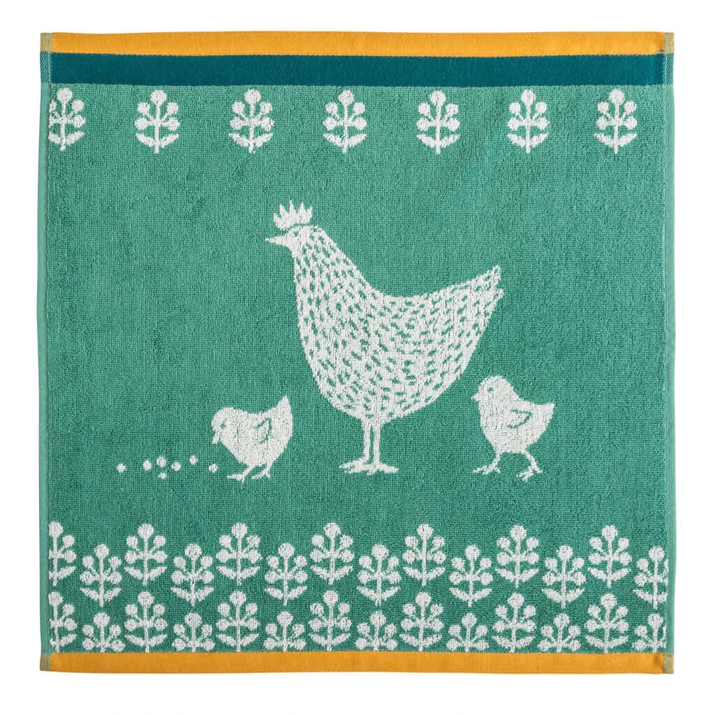 Hen (Cocotte) Terry Square Cotton Towel By Coucke 3 Hen (Cocotte) Terry Square Cotton Towel By Coucke