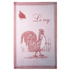 Le Coq (Rooster) French Jacquard Dish Towel By Coucke