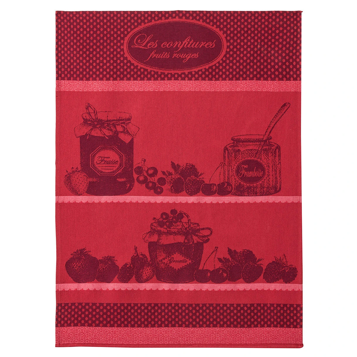 Red Fruit Jam (Confiture Fruits Rouge) French Jacquard Dish Towel By Coucke 3 Red Fruit Jam (Confiture Fruits Rouge) French Jacquard Dish Towel By Coucke