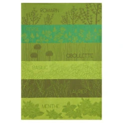 Aromatic Herbs (Herbes Aromatiques) French Jacquard Dish Towel By Coucke