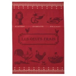 Fresh Eggs (Les Oeufs Frais ) French Jacquard Dish Towel By Coucke