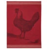 Red Hen (Poule Rousse) French Jacquard Dish Towel By Coucke -Kitchen Textiles coucke french kitchen towel poule rousse red hen sq