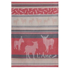 Donkeys (Anes) French Jacquard Cotton Dish Towel By Coucke