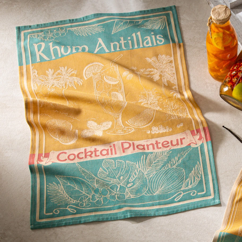 French Antilles Rum (Rhum Antillais) French Jacquard Cotton Dish Towel By Coucke 4 French Antilles Rum (Rhum Antillais) French Jacquard Cotton Dish Towel By Coucke - Image 2