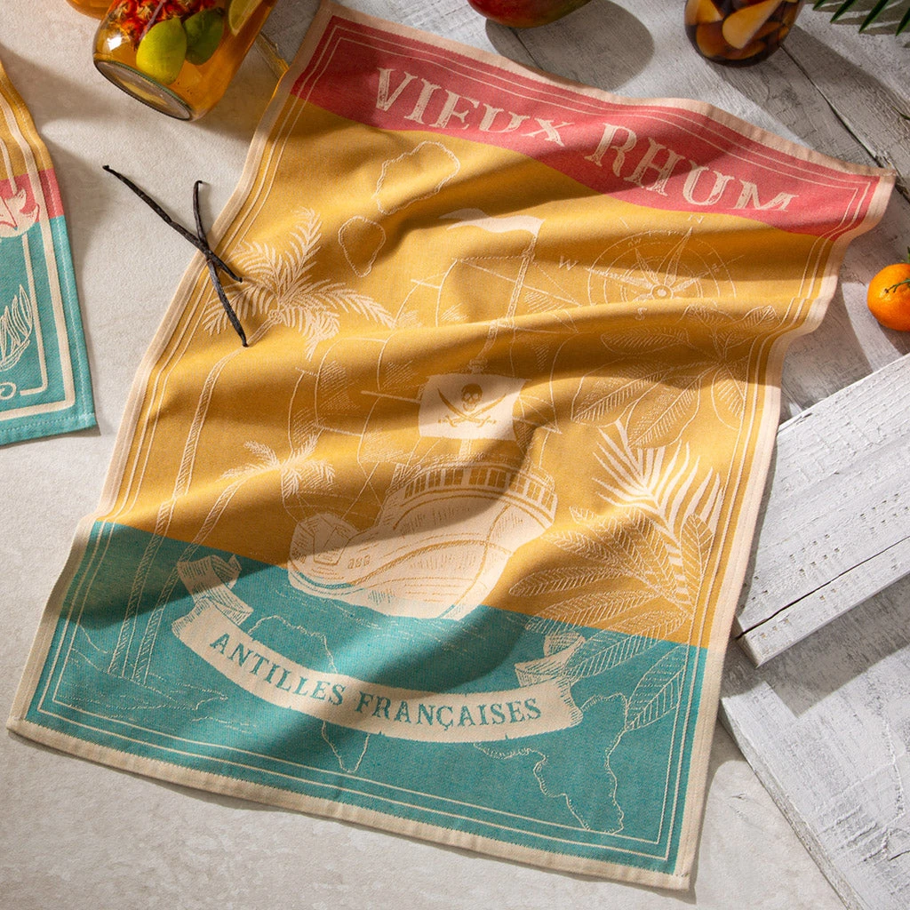 Aged Rum (Vieux Rhum) French Jacquard Cotton Dish Towel By Coucke 4 Aged Rum (Vieux Rhum) French Jacquard Cotton Dish Towel By Coucke - Image 2
