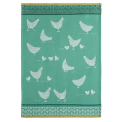 Pullet Hens (Poulettes) French Jacquard Cotton Dish Towel By Coucke