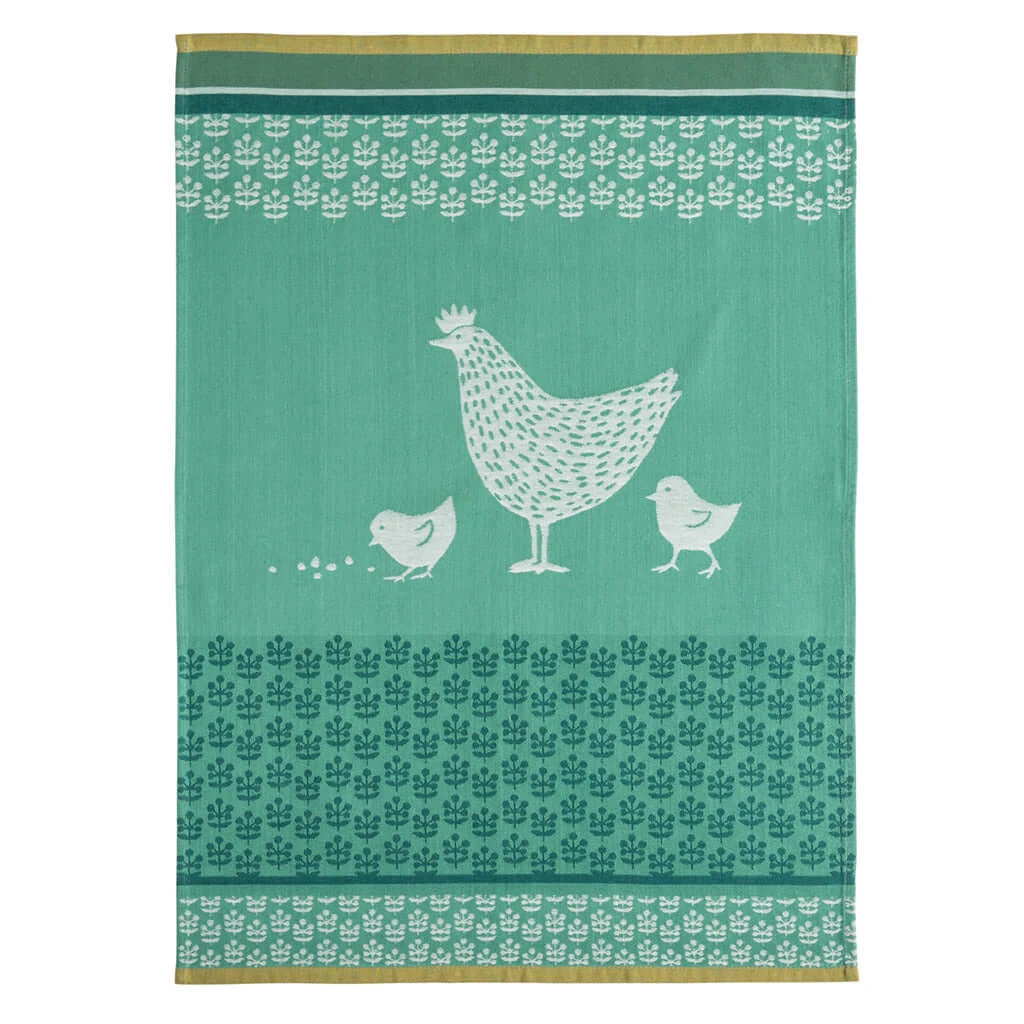 Hen (Cocotte) French Jacquard Cotton Dish Towel By Coucke 3 Hen (Cocotte) French Jacquard Cotton Dish Towel By Coucke