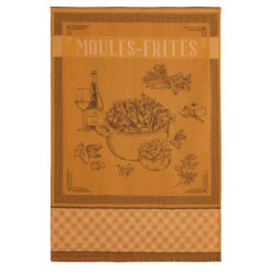 Mussels & Fries (Moules Frites) French Jacquard Cotton Dish Towel By Coucke