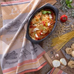 Pasta Variety (Varietes De Pates) French Jacquard Cotton Dish Towel By Coucke -Kitchen Textiles coucke jacquard french tea kitchen dish towel pasta variety a