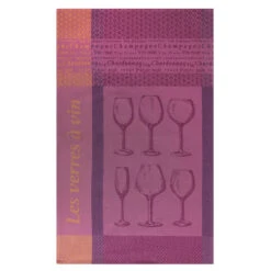 Wine Glasses (Les Verres A Vin) French Jacquard Cotton Dish Towel By Coucke