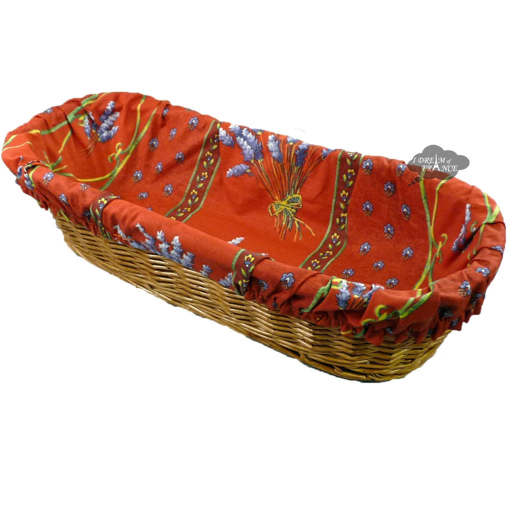 Lavender Red French Baguette Basket With Removable Liner By Le Cluny 3 Lavender Red French Baguette Basket With Removable Liner By Le Cluny