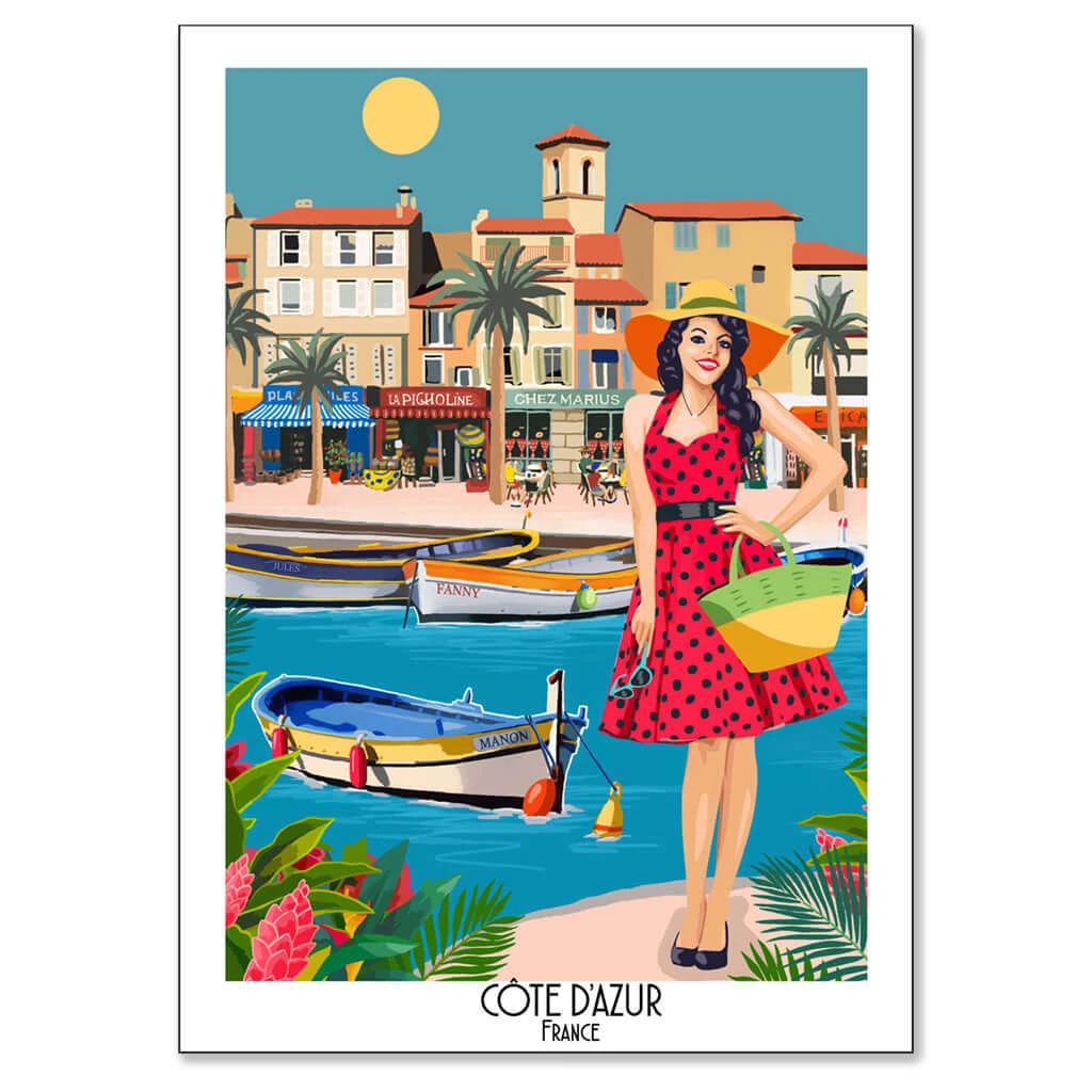 French Riviera Pin-Up Cotton Kitchen Towel By L'Ensoleillade 3 French Riviera Pin-Up Cotton Kitchen Towel By L'Ensoleillade