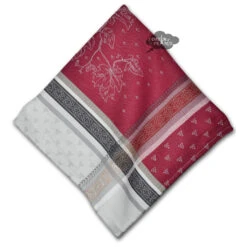 Winery Red & Gray French Cotton Jacquard Napkin By Tissus Toselli