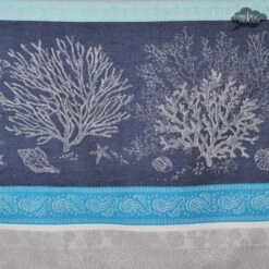 62" Square Oceane Blue French Jacquard Tablecloth By Tissus Toselli -Kitchen Textiles french jacquard cotton teflon tablecloth oceane blue tissus toselli asqw 75de6a2b 341e 485e 9284 c0f5136768e9