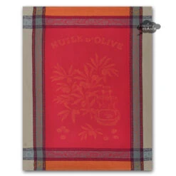 Olive Red French Cotton Jacquard Dish Towel By L'Ensoleillade
