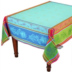 62x 120" Rectangular Cezanne Blue Jacquard Tablecloth By L'Ensoleillade
