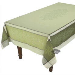 62" Square Olive Green French Jacquard Tablecloth By L'Ensoleillade