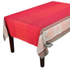 62x98" Rectangular Olive Red French Double Border French Jacquard Tablecloth By L'Ensoleillade