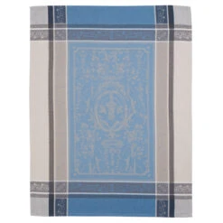 Versailles Gray & Blue Cotton Jacquard Dish Towel By Tissus Toselli