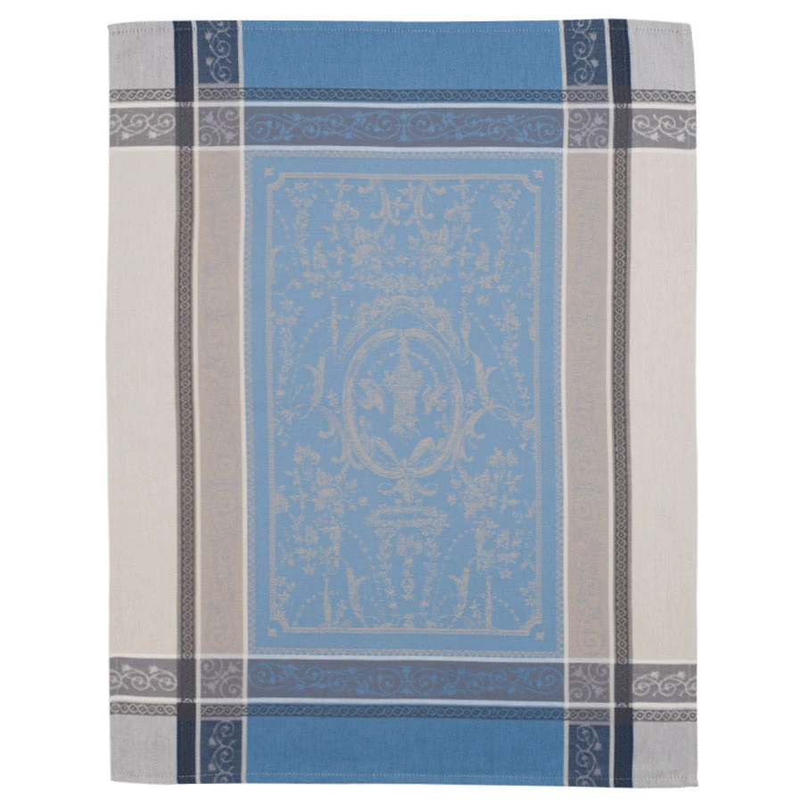 Versailles Gray & Blue Cotton Jacquard Dish Towel By Tissus Toselli 3 Versailles Gray & Blue Cotton Jacquard Dish Towel By Tissus Toselli