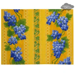 Grapes Yellow Acrylic-Coated Cotton Reversible Placemat By Le Cluny