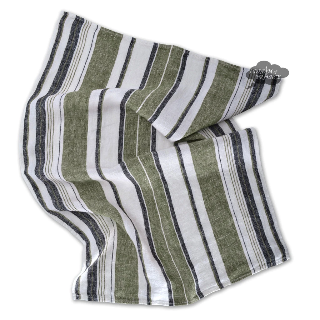 Ajaccio Olive French Linen Kitchen Towel By Haomy 4 Ajaccio Olive French Linen Kitchen Towel By Haomy - Image 2